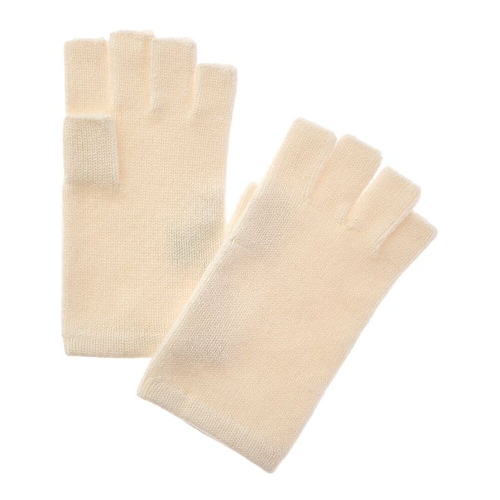 Sofiacashmere Fingerless Cashmere Gloves, White